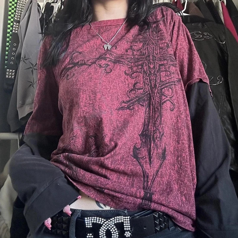 DRIFT Crimson Cross Layered Tee