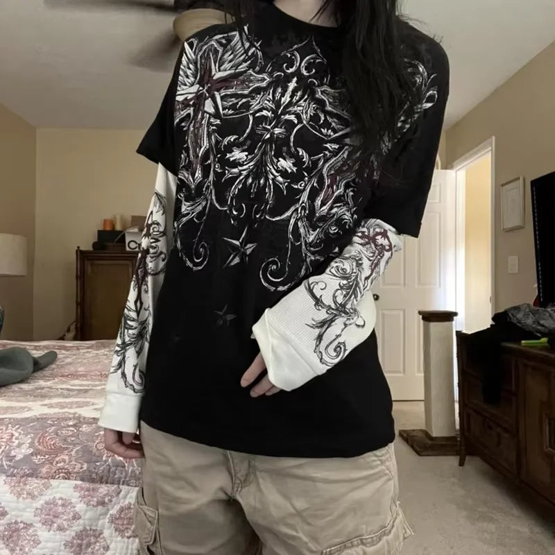 DRIFT Crimson Cross Layered Tee