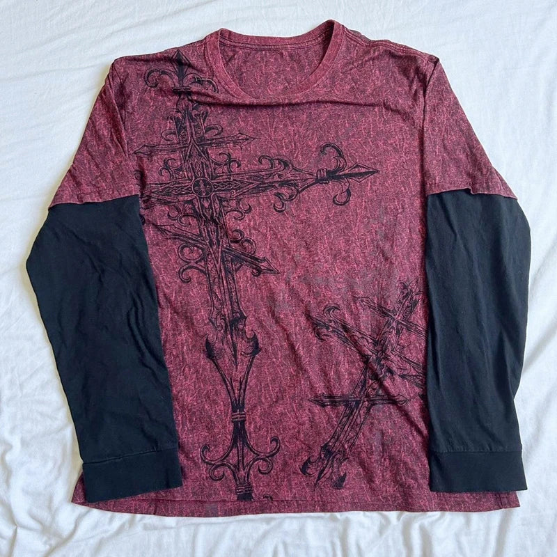 DRIFT Crimson Cross Layered Tee