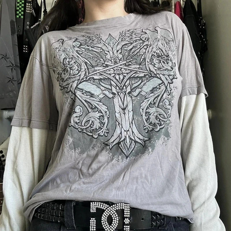 DRIFT Crimson Cross Layered Tee