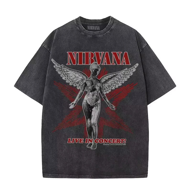 Nirvana Rock Band Men's Vintage Cotton T-Shirt