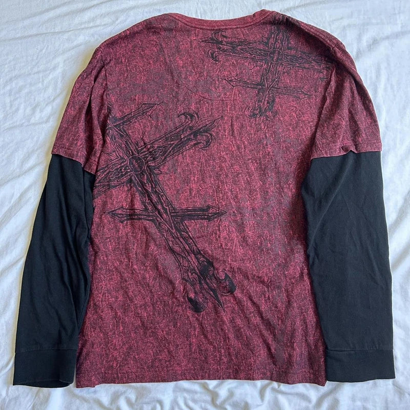 DRIFT Crimson Cross Layered Tee