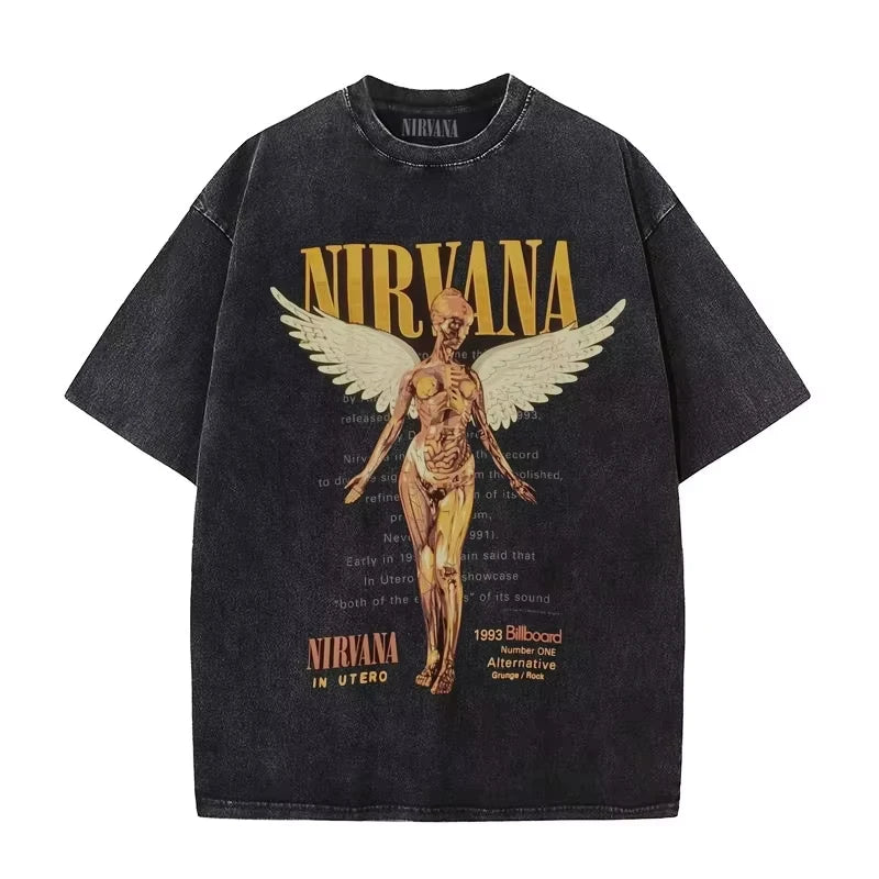 Nirvana Rock Band Men's Vintage Cotton T-Shirt