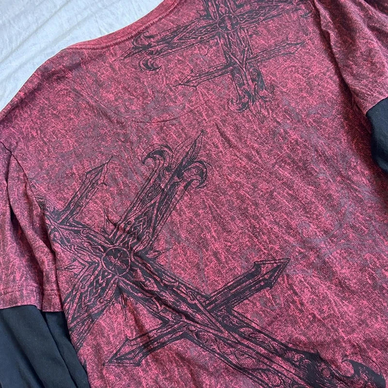 DRIFT Crimson Cross Layered Tee