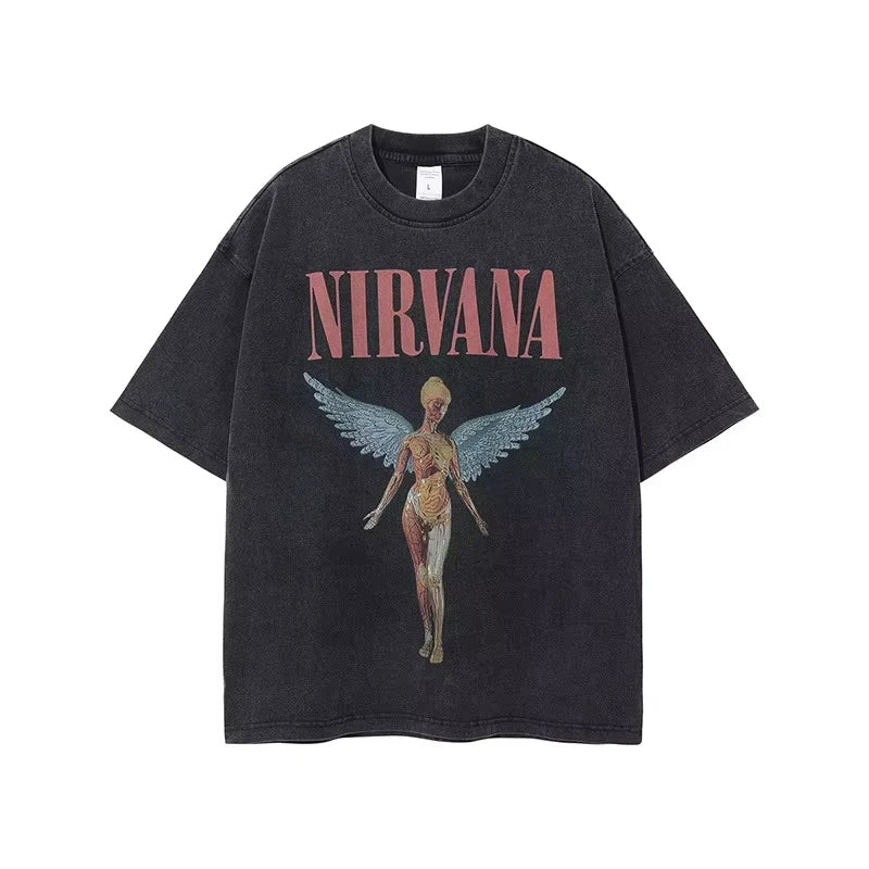 Nirvana Rock Band Men's Vintage Cotton T-Shirt